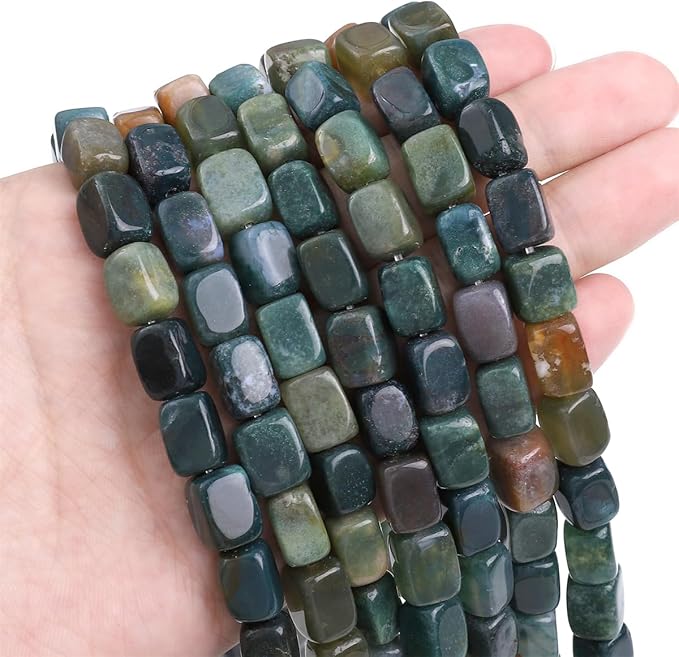 Natural Indian Agate Cuboid Stone Loose Semi Gemstone Beads for Jewelry Making 8mmx12mm 38cm/Strand