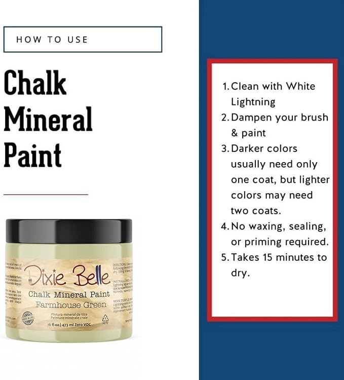 Dixie Belle Paint Company Chalk Finish Furniture Paint - Farmhouse Green (16oz) - Matte Spring Green Chic Chalk Mineral DIY Furniture Paint