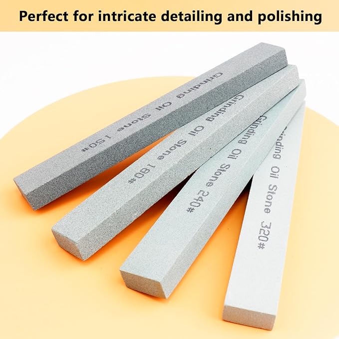 4Pcs Square Sharpening Stone Set -Grits 150#, 180#, 240#, 320# Green Silicon Carbide Honing Whetstone Kit for Moldels, Metal & Knife Cutting Tools (150 * 20 * 10mm)