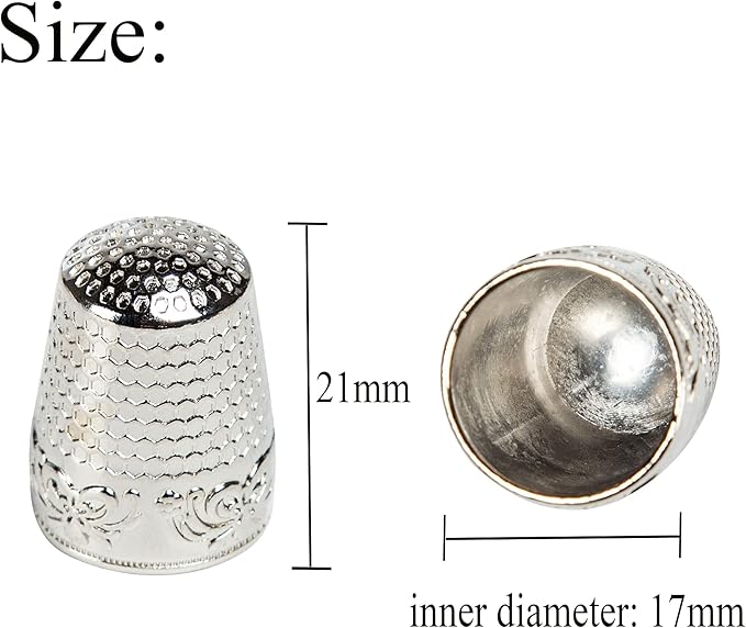 J.CARP 4Pcs Sewing Thimble, Silver Color Sewing Thimble Finger Protector, Finger Shield Fingertip Thimble Sewing Quilting Craft, Accessories DIY Sewing Tools