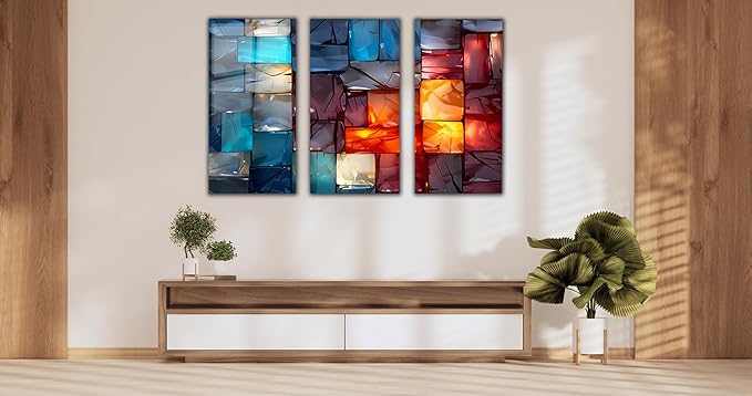 Magical Light Play and Stunning Colors Printed Tempered Glass Wall Art Painting for Living Room, Tempered Glass Modern Prints Decor, Large Vivid Color Panel for Bedroom, Kitchen, or Office