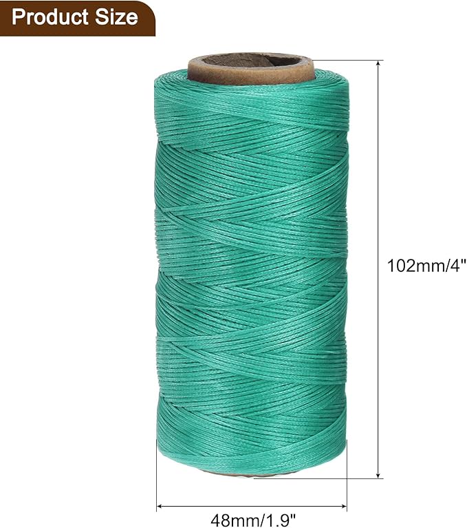 uxcell Leather Sewing Waxed Thread, 284 Yards / 260m 0.8mm 150D Flat Polyester All-Purpose Threads for Leather Crafts, Bookbinding, Turquoise