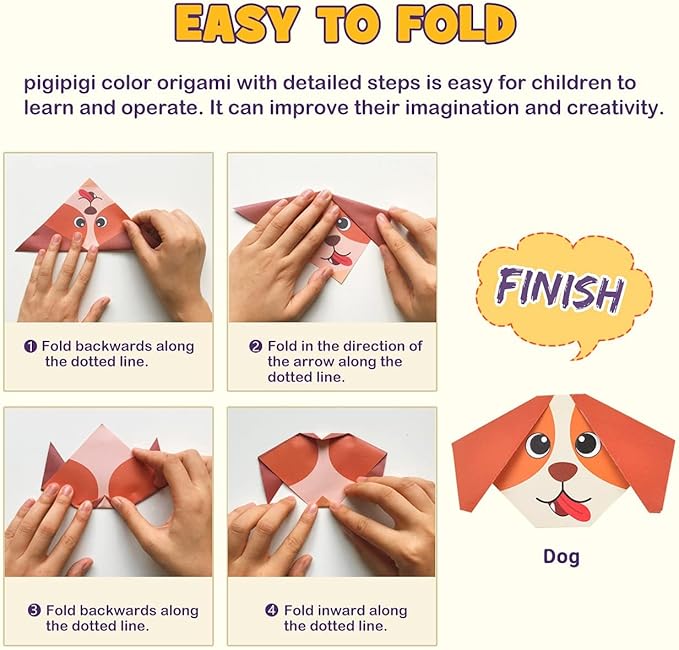 pigipigi Craft Origami Paper for Kids - 208 Sheets Vivid Colorful Folding Papers 54 Patterns Art Projects Kit for 5 6 7 8 9 10 11 12 Years Old Girl Boy Teen Birthday Gift Preschool Educational Toy