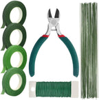 Paxcoo Floral Tape and Floral Wire Arrangement Tools Kit with Wire Cutter 26 Gauge Stem Wire and 22 Gauge Paddle Wire for Bouquet Stem Wrap Florist