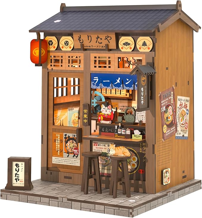 CUTEBEE Book Nook Kit - DIY Miniature House Dollhouse Kit for Adults and Teens, Booknook Tiny Japanese House Bookshelf Decor 3D Wooden Puzzle, Gifts for Family, Friends (Morita-Ya)
