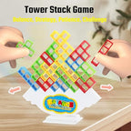 64 Pcs Tetra Tower Stack Game, Team Tower Tumble Giant Stacking Game, Balance Stacking Blocks Game for Kids Ages 6-12 & Adults, Family Party Board Games, Educational STEM Toys (2-4 Players)