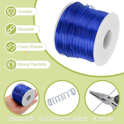 MECCANIXITY 20 Gauge Anodized Aluminum Craft Wire Bendable Bonsai Training Wire 771 Feet 0.8mm for Sculpting Crafts Wreath Floral Beading Jewelry Making, Dark Blue