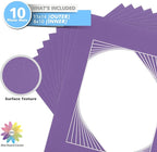 Mat Board Center, Pack of 10, 11x14 for 8x10 Purple Color Mats - Bevel Cut, Acid Free, 4-ply Thickness, White Core - for Pictures, Photos, Framing