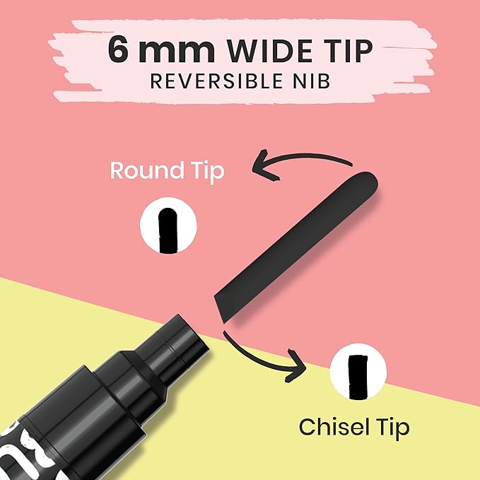 Black Chalk Markers - Liquid Dry Erase Marker Pens for Bistro, Chalkboards Signs, Windows, Blackboard, Glass - 6mm Reversible Tip (Pack of 5)