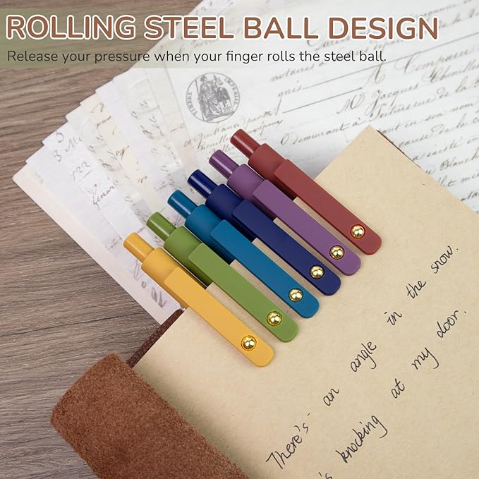 Gel Pens, 6 Pack Gold Retro 0.5mm Black Ink Pens Fine Point Smooth Writing Pens for School Office Supplies, Gifts for Women Girls