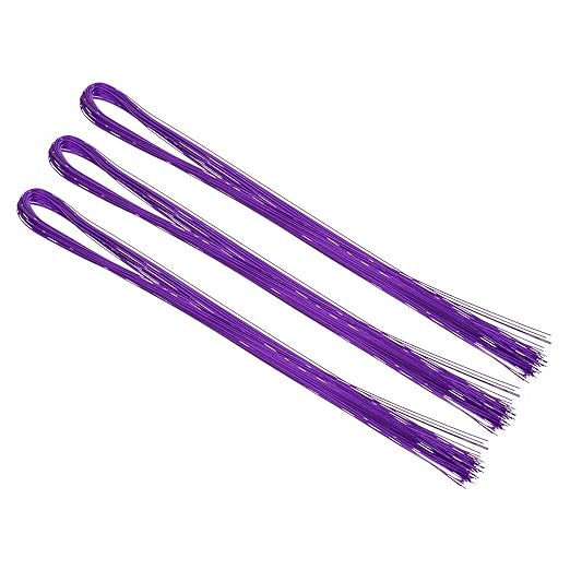 PATIKIL 32 Inch 22 Gauge Floral Stem Wire, 3 Pack/120 Pieces Bouquet Stem Paper Wrapped for DIY Crafts Flower Arrangements, Purple