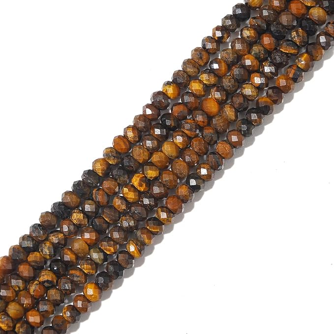 Natural Yellow Tiger Eye Beads 4x2mm 120pcs Faceted Rondelle Loose Semi Gemstone Beads for Jewelry Making Design