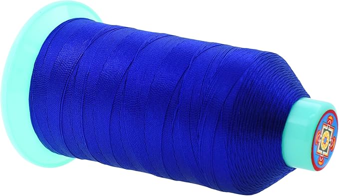 Mandala Crafts Bonded Nylon Thread Royal Blue Heavy Duty Sewing Threads - 1250 YDs Size 138 420D T135 Tex 135 Thread for Leather Jeans Weaving Outdoor Marine Upholstery Threads