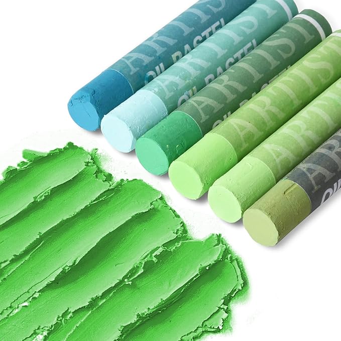 qianshan Soft Oil Pastels Set of 12 Colors,Non Toxic,Soft Texture Vibrant and Creamy Oil Crayons Pastels Art Supplies For Professional Artists Beginners Drawing.Skin&Green