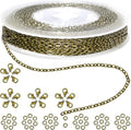 Jishi 33ft Link Cable Chain Roll 2mm, Bronze Chain for Jewelry Making Necklace Earring Bracelet DIY Craft Jewelry Making Findings Supplies, Bronze Plated Iron Metal Rolo Necklace Chain Spool Set