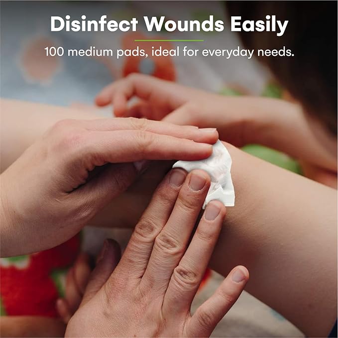 Care Touch 100-Pack Alcohol Wipes - Individually Wrapped Alcohol Prep Pads with 70% Isopropyl - Sterile 2-Ply Antiseptic Swabs for First Aid Kits, Cleaning, Travel and Everyday Use