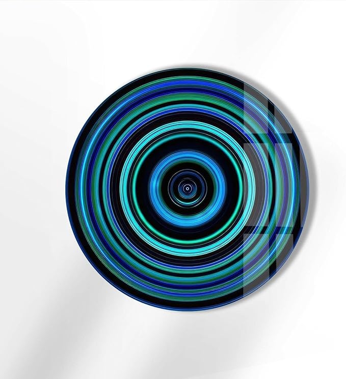 My Photostation.com 20''(50cm) Diameter Blue and Green Round Glass Wall Art Tempered Glass Printing Wall Decor Large Wall Art Wall Hangings