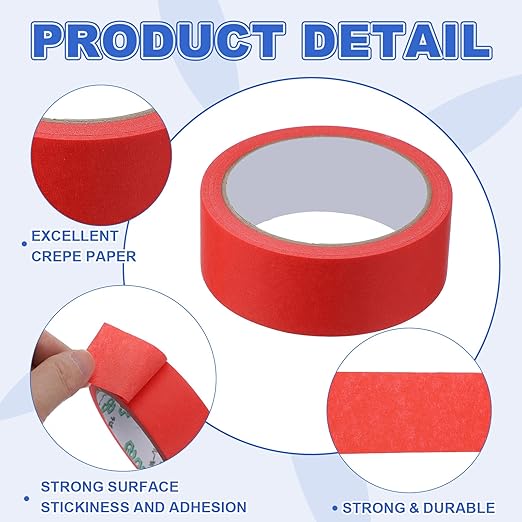 MECCANIXITY Masking Tape 1.4 Inch x 21 Yard Painter's Tape Red Paint Tapes for DIY Crafts Arts Drawing Decoration Labeling Car Painting Artist Teachers, Pack of 6