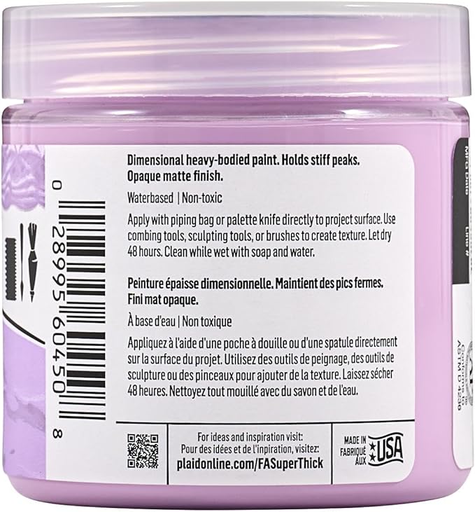 FolkArt Super Thick Acrylic Paint with a Textured Finish, Soft Purple, 4 oz