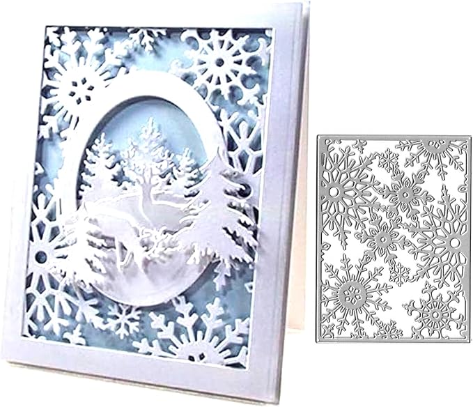 Metal Cutting Dies DIY Merry Christams Embossing Stencil Template Scrapbooking Card Making Mold Photo Album Arts Crafts Tools (Christmas Snowflake-9.8x13cm)