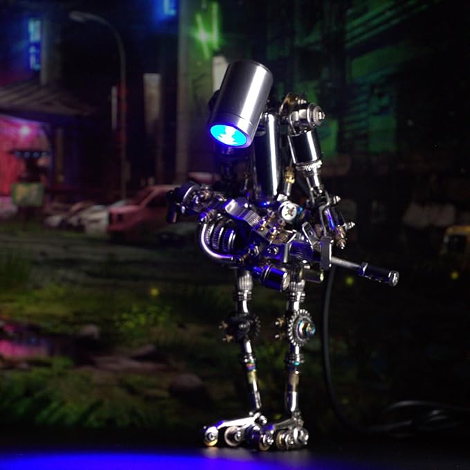 Mostarle Terminator M 3D Metal Puzzle, Arcynix DIY Mechanical Robot Model Kit, Sci-Fi Design LED Light Feature Unique Gift for Adults & Teenager (Orange)