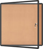 38"x38" Enclosed Bulletin Board, Lockable Weather-Resistant Aluminum Cork Noticeboard for School & Office Hospital, Black Frame w/Cork