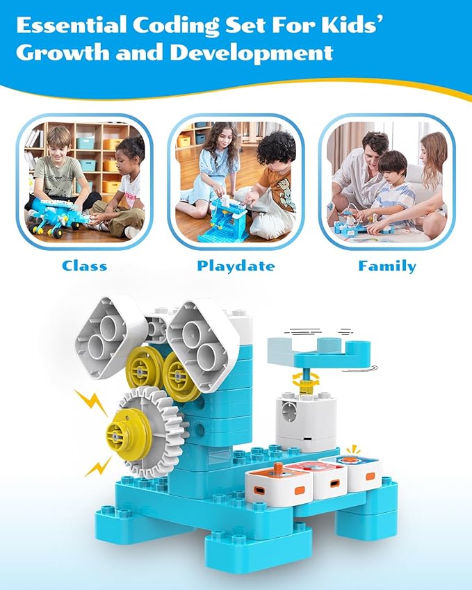 WhalesBot A7 36-in-1 Kids Coding & RC Robot Kit, 160+ Piece Educational Building Set with Sensors & 2 Controllers & Motors, Interactive Storytelling & Play Cards, Toy Gift for Boys & Girls Ages 3-8