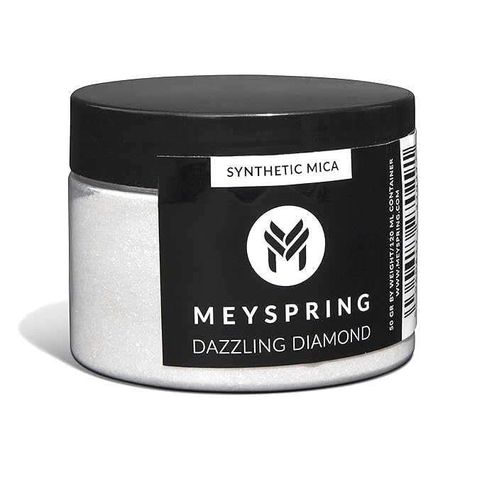 MEYSPRING Dazzling Diamond - White Glitter Mica Powder - Resin Glitter - White Mica Powder for Epoxy Resin - Resin Color - Mica Powder for Lip Gloss - Glitter for Candle Making - Glitter Powder