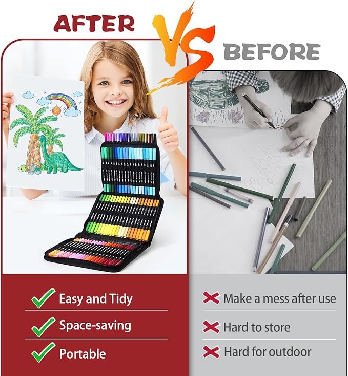 80 Coloring Markers for Adults No Bleeding, Dual Tip Fine & Brush Marker Pens, Art Colored Markers Set for Kids Adults Coloring Books Bullet Journaling Drawing