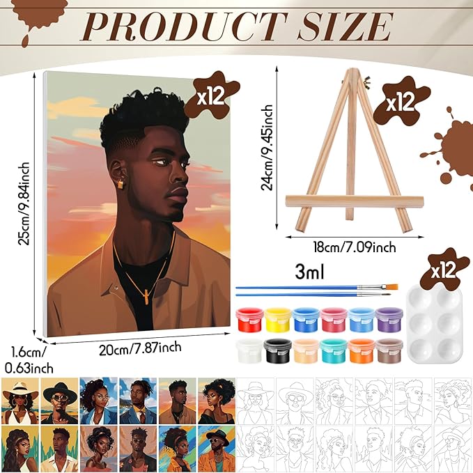 Zhanmai 12 Pack Pre Drawn Canvas for Painting Sip and Paint Kit 8" x 10" Paint Party Set Canvas Painting Pre Printed Canvases for Party Favor DIY Virtual Adult's Date Night(Adult Couples)
