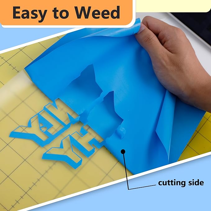 RENLITONG Matte Lake Blue Iron on Vinyl Roll - 12Inch x 13ft HTV Heat Transfer Vinyl for T-Shirt, HTV Rolls for All Cutter Machine - Easy to Cut & Weed for Heat Transfer Design