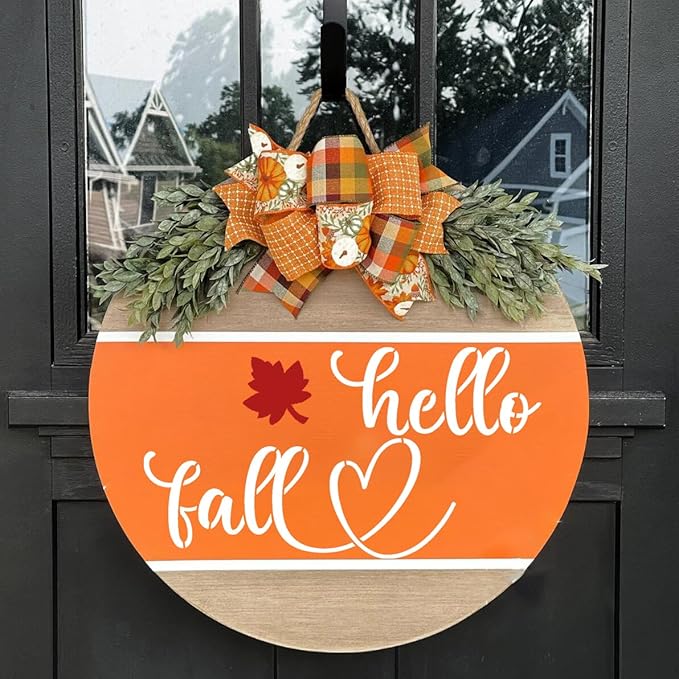 Fall Stencils for Crafts Reusable Pumpkin Stencil Hello Fall Stencils for Painting on Wood Signs Door Hanger Canvas Fabric DIY Crafts