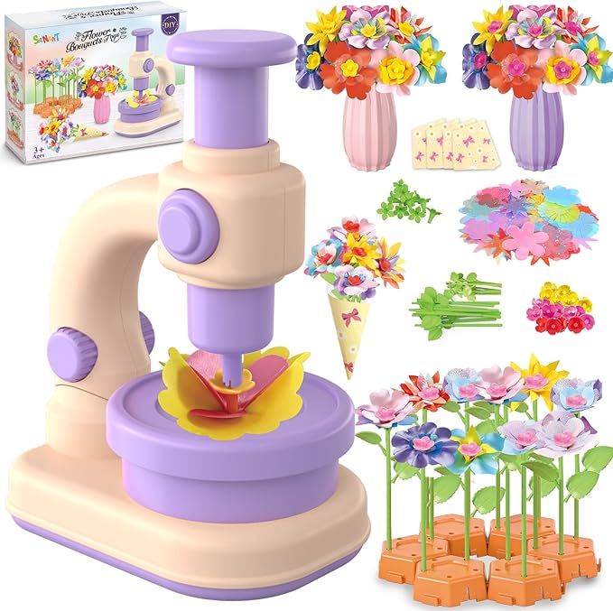Fabric Flower Bouquets Toys, DIY Arts and Crafts Toys for Kids 4-8, Making Kit Build Own Bouquet, DIY Educational Activities Flower Making Kit Toys for Toddlers, Birthday Gifts for Girls