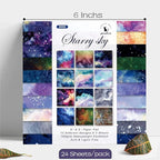 YASMEN Scrapbook Paper Pad, 24 Sheets Celestial Themed Mixture Colored Paper, 6"×6” Space Galaxy Cardstock Pads for Card Making,Designer Junk Journal, Planners, Background Borders Greeting Cards