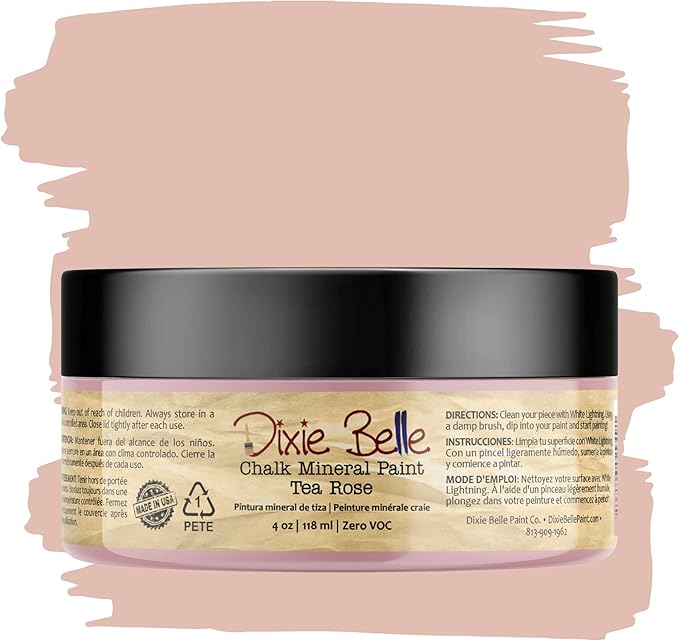 Dixie Belle Paint Company Chalk Finish Furniture Paint - Tea Rose (4oz) - Matte Muted Mauve Chic Chalk Mineral DIY Furniture Paint