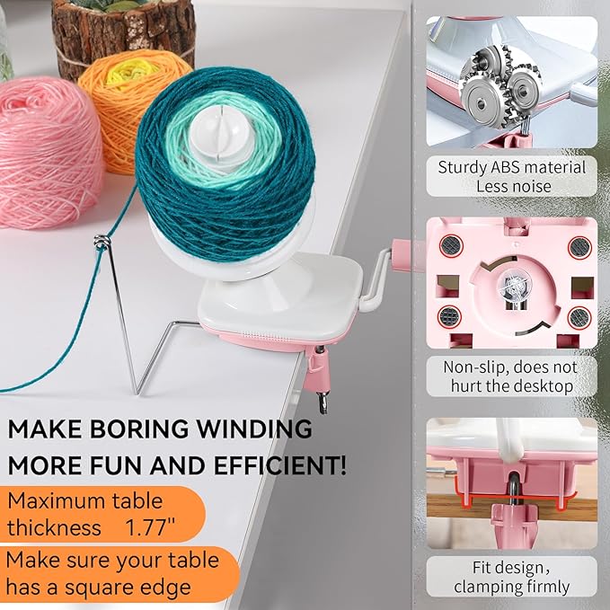 SPEENSUN Yarn Winder for Crocheting, Yarn Spinner, 3.5 OZ Easy-to-Install and Efficiently Yarn Cake Winder with Lower Noise, Yarn Baller for Crochet and Knitting Lover for Yarns Below Size 5