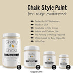 Chalky Chicks All-in-One Chalk Paint for Furniture or Cabinet - 8 Fl Oz - Matte Finish Cuppa Latte Tan for Metal, Wood Furniture Paint - No Sanding All-in-One for Home Decor & Crafts, USA Made