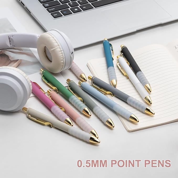 Linbsunne Gel Pens Black Ink Pen 0.5mm fine Point Pens Smooth Writing Retractable Office Supplies (12-count)