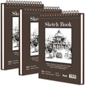 9"X12" Sketch Book Bulk, Top Spiral Bound Sketch Pad, 3 Pack 100 Sheets Each (68lb/100gsm), Acid Free Art Sketchbook Artistic Drawing Painting Writing Paper for Kids Adults Beginners Artists