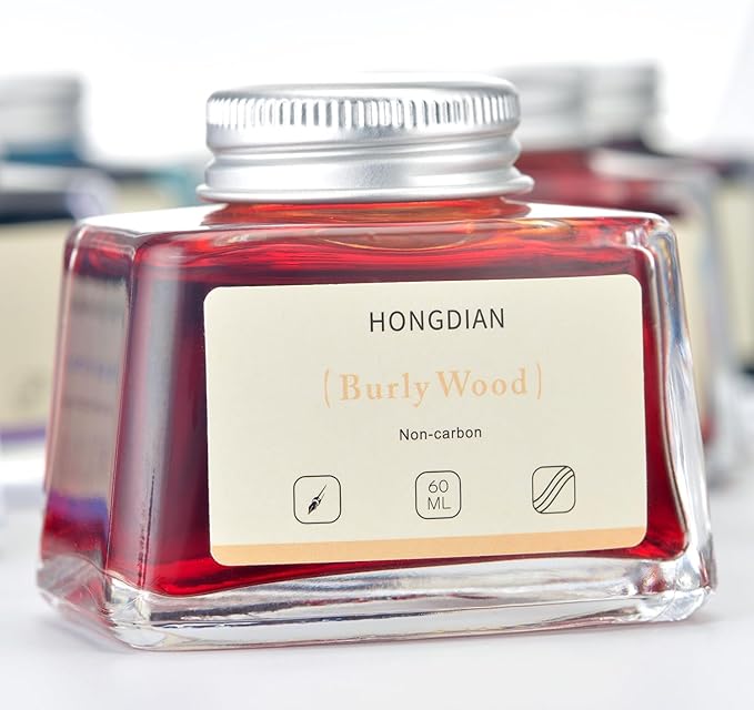 Hongdian Fountain Pen Bottled Ink Burly Wood Color, 60ml Non Carbon Inkwell Bottle, Artist Calligraphy Ink