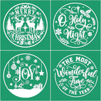 JAJADO Silk Screen Transfers Joy Merry Christmas Silk Screen Stencils Holy Night Adhesive Stencils for Painting on Canvas/Envelopes/Card/Wood Door Sign/Porch/Coffee Mugs/Glass/Christmas Decorations