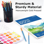 Hapikalor School Supplies for Teens, 3-Pack 9"x12" Watercolor Paper Pad, 140lb/300gsm, Premium Water Color Pad for Paint, Watercolor Pencils, Watercolor Pens, Charcoal, Oil Pastels and Acrylic, Blue