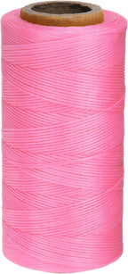 uxcell Leather Sewing Waxed Thread, 284 Yards / 260m 0.8mm 150D Flat Polyester All-Purpose Threads for Leather Crafts, Bookbinding, Cherry Blossom Pink