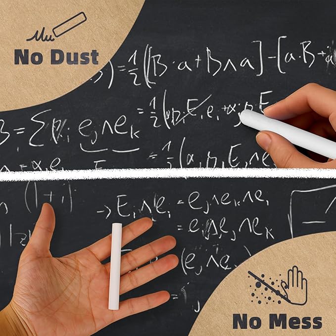 Dustless White Chalk 100PCS, Non-Toxic Classroom Chalks for Teachers & Students, School Chalkboard Supplies