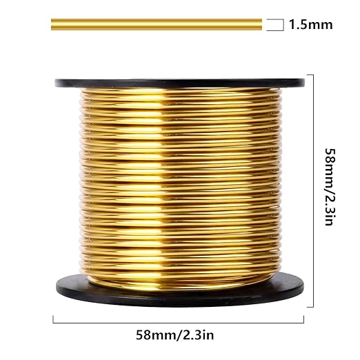 Aluminum Craft Wire, 75 Feet 1.5mm/ 16 Gauge Gold Bendable Soft Metal Aluminum Wire Roll Bulk for DIY Crafts Sculpting Jewelry Making
