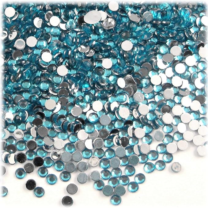 The Crafts Outlet 1,440pc Rhinestones Round 3mm (10ss) Flatback Aqua Blue AQA
