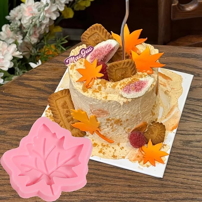 3 Pcs Maple Leaf Silicone Molds, Fern Leaf Chocolate Fondant Molds for Wedding Cake Decorations, Candy, Cookies, Dough, Resin Crafts, Plaster, Modeling Clay, Reusable Kitchen Baking Supplies