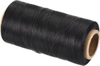 MECCANIXITY Waxed Thread,284 Yard 0.8mm 150D Flat Wax Thread Polyester Waxed String for Leather Sewing Hand Weaving Book Binding Home Decoration, Black