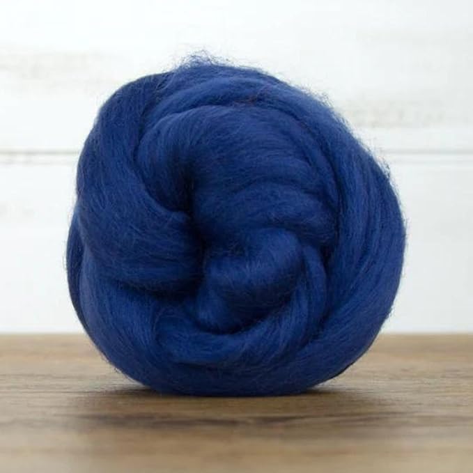 Revolution Fibers Merino Wool Combed Top | 1 lb Premium Wool Roving | 22 Micron, Best Merino Wool for Spinning, Tapestry, Needle Felting, Big Yarn Roving and Wall Hangings (Denim Blue)