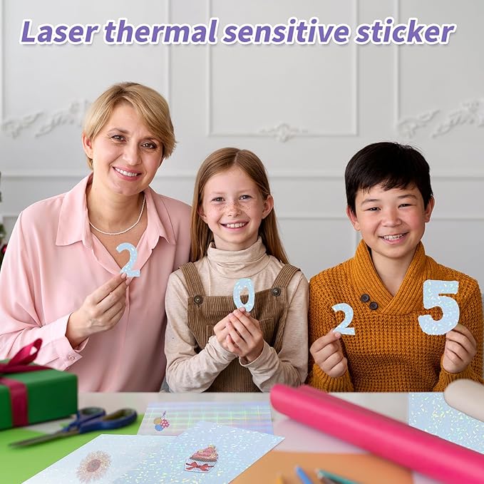 Printable Holographic Sticker Paper,20 Sheets 11 x 8.5''glass fragment Printable Waterproof Sticker,Rainbow Vinyl Sticker for Inkjet or Laser Printer